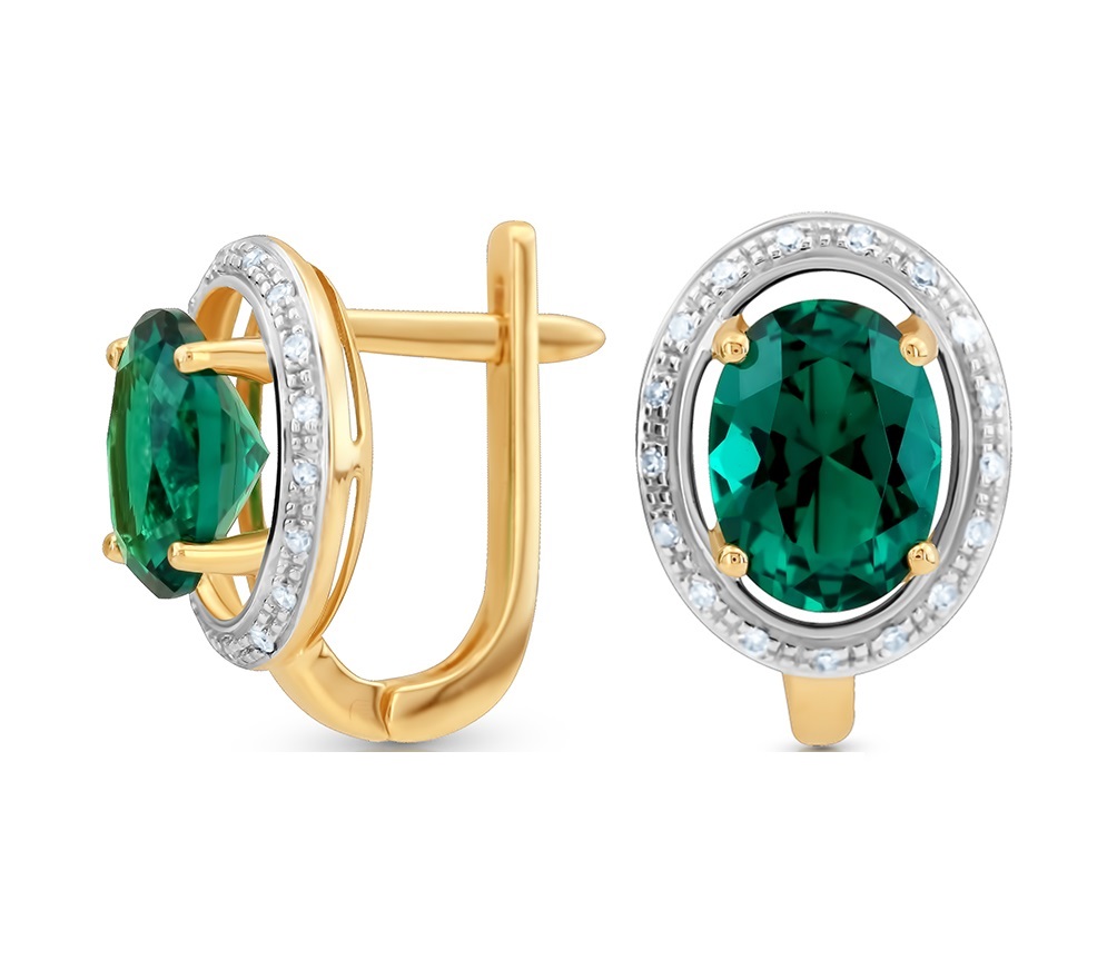 

Серьги из красного золота VALTERA 93382, бриллиант/изумруд искусственный, 093382