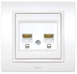 

EL-BI ZENA NATURAL мех. роз. телеф./компьют. СУ 2 мест. бел. (RJ11+RG45, CAT6) 500-010200-