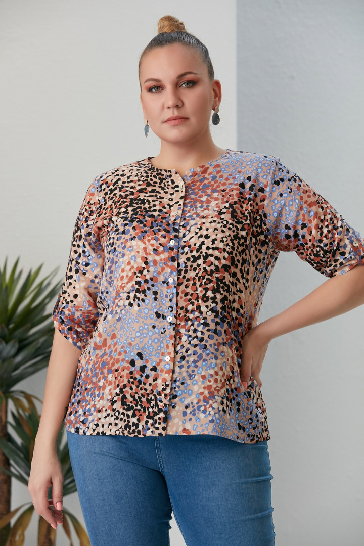 

Блуза женская RMG Buyuk Beden 19107 разноцветная 50 RU (доставка из-за рубежа), Разноцветный, 19107