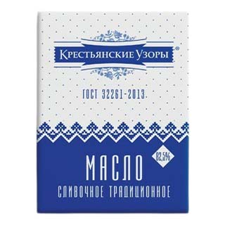 фото Сливочное масло крестьянские узоры традиционное 82,5% бзмж 180 г