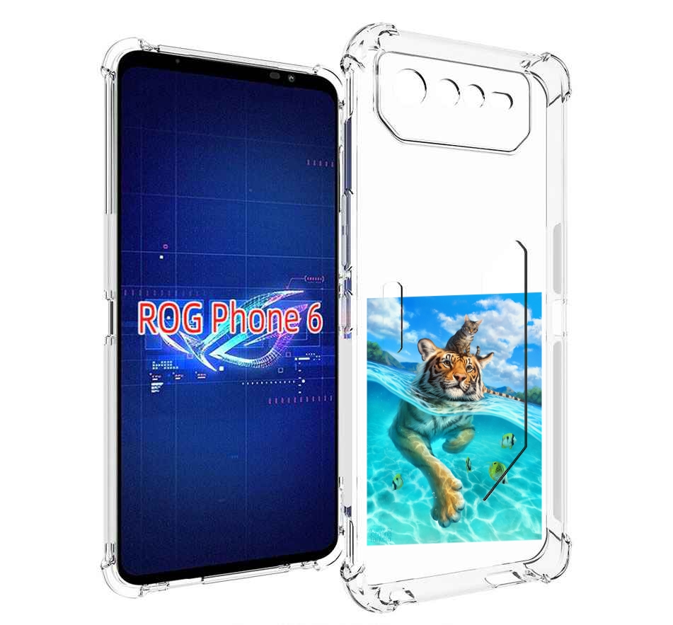 

Чехол MyPads Кот-на-тигре для Asus ROG Phone 6, Прозрачный, Tocco