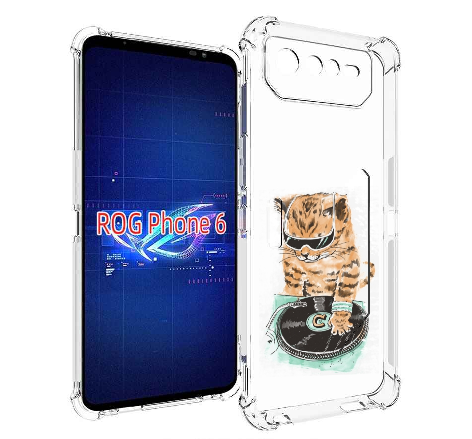 

Чехол MyPads Кот диджей для Asus ROG Phone 6, Прозрачный, Tocco