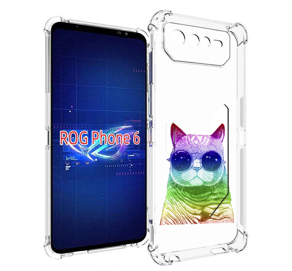 

Чехол MyPads Кот в очках для Asus ROG Phone 6, Прозрачный, Tocco