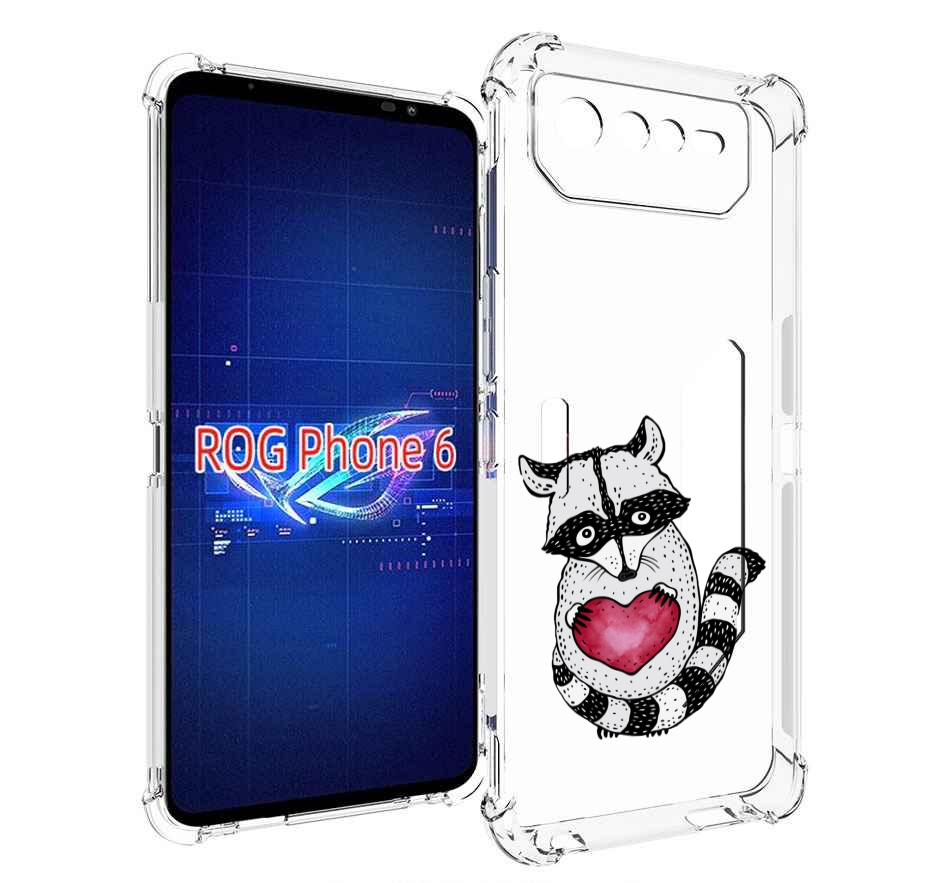 

Чехол MyPads Енот с сердечком для Asus ROG Phone 6, Прозрачный, Tocco