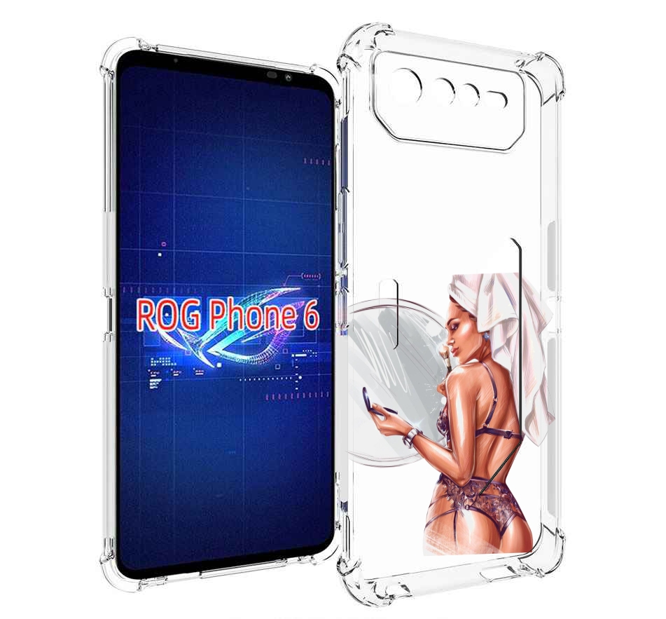

Чехол MyPads Девушка-с-полотенцем женский для Asus ROG Phone 6, Прозрачный, Tocco