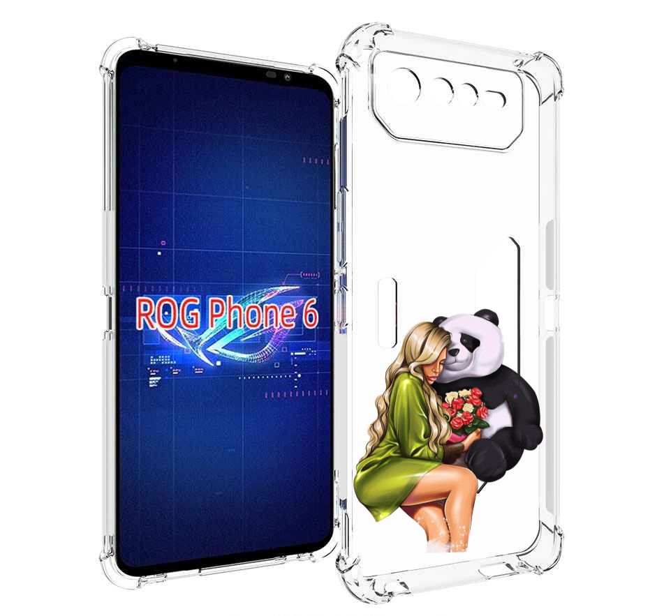 

Чехол MyPads Девушка-с-пандой-с-букетом женский для Asus ROG Phone 6, Прозрачный, Tocco