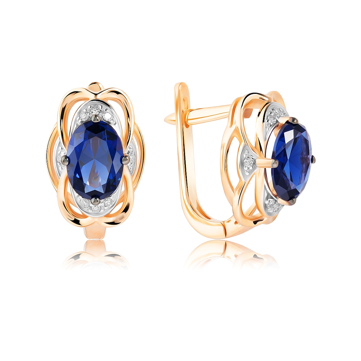 

Серьги из красного золота VALTERA 92790, бриллиант/сапфир искусственный, 092790