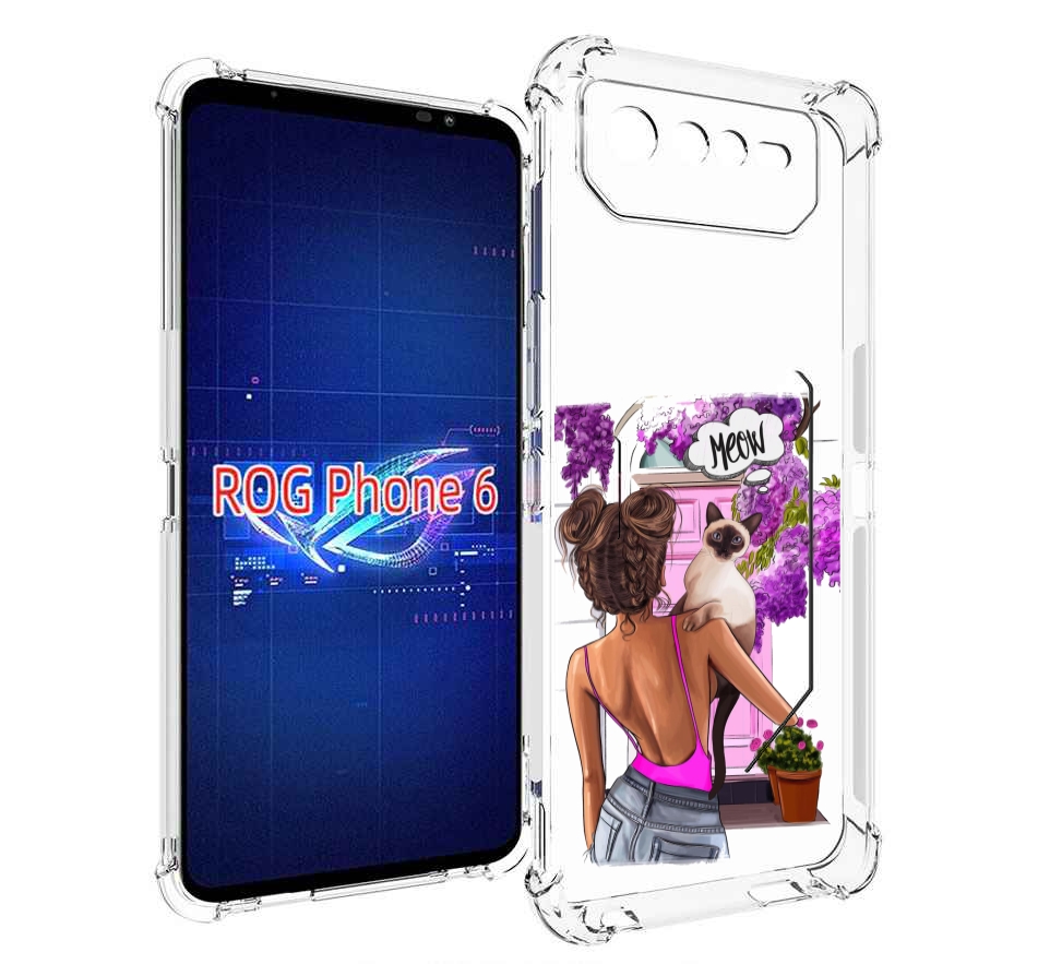 

Чехол MyPads Девушка-с-котиком женский для Asus ROG Phone 6, Прозрачный, Tocco