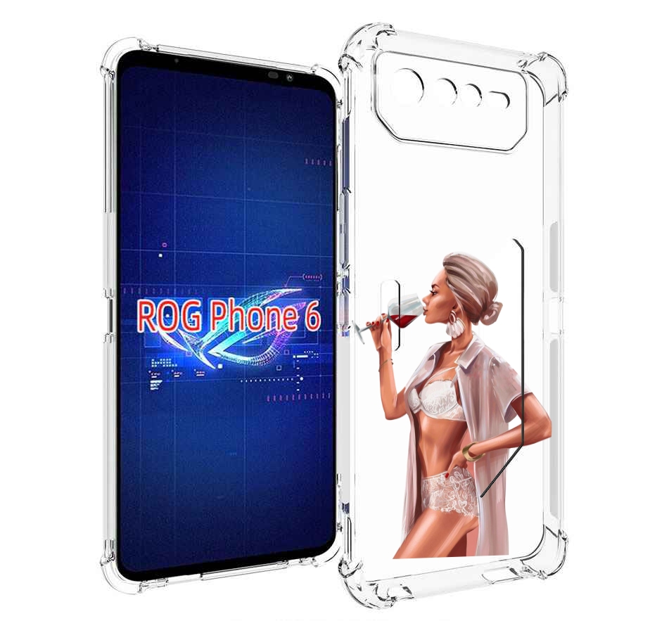 

Чехол MyPads Девушка-с-вином женский для Asus ROG Phone 6, Прозрачный, Tocco