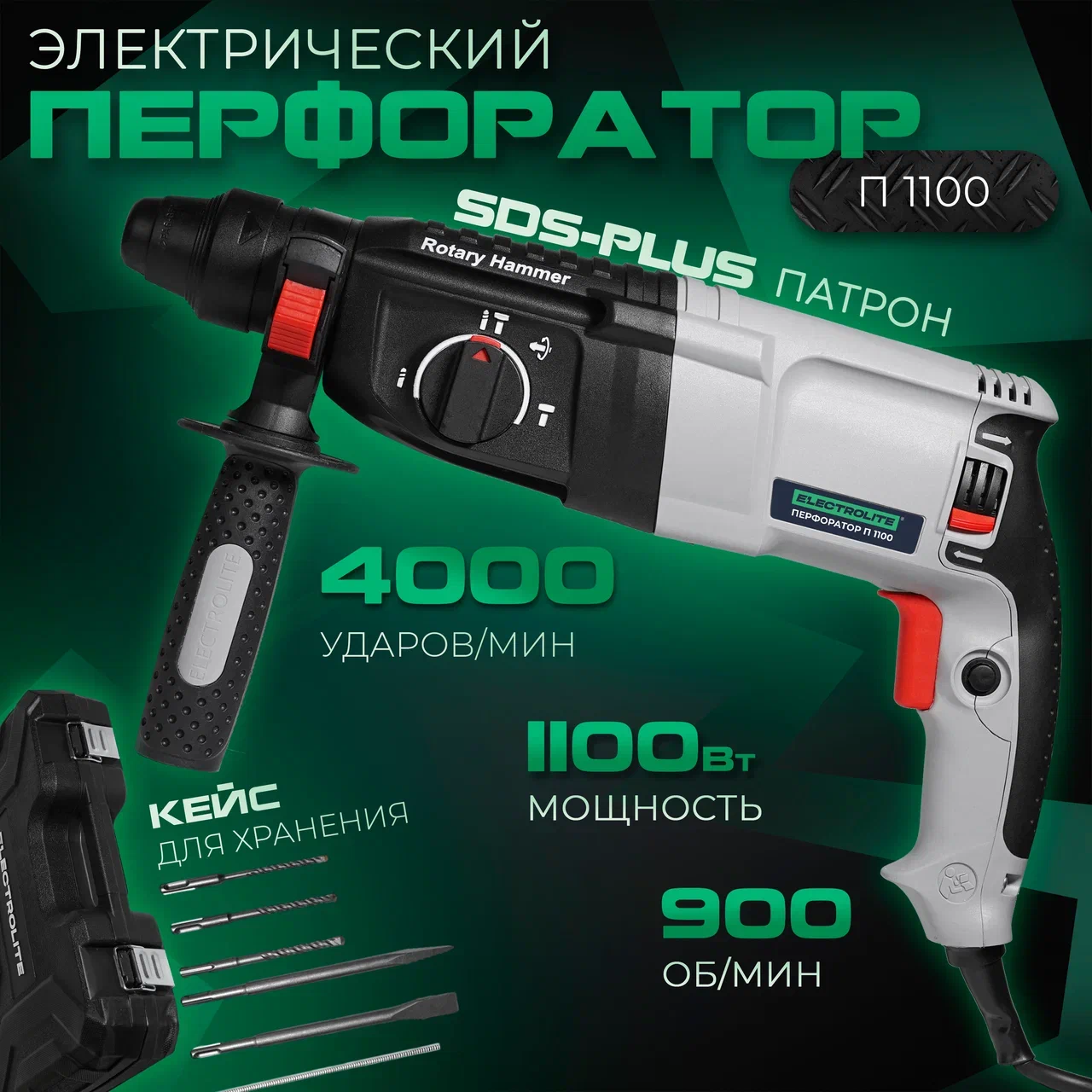 Сетевой перфоратор ELECTROLITE П 1100 6790₽