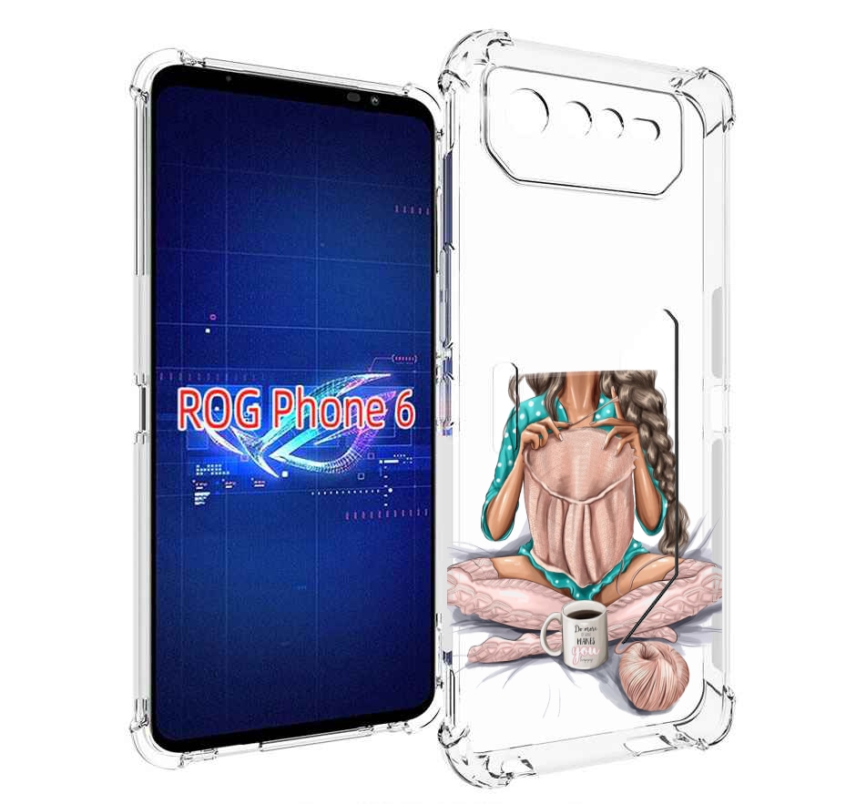 

Чехол MyPads Девушка-вяжет женский для Asus ROG Phone 6, Прозрачный, Tocco