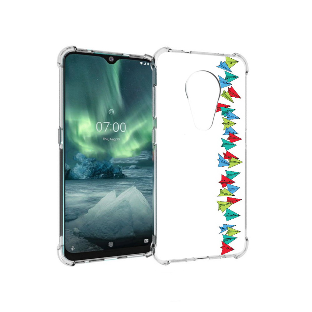 

Чехол MyPads Tocco для Nokia 7.2 самолетики из листочков (PT139171.105.593), Прозрачный, Tocco