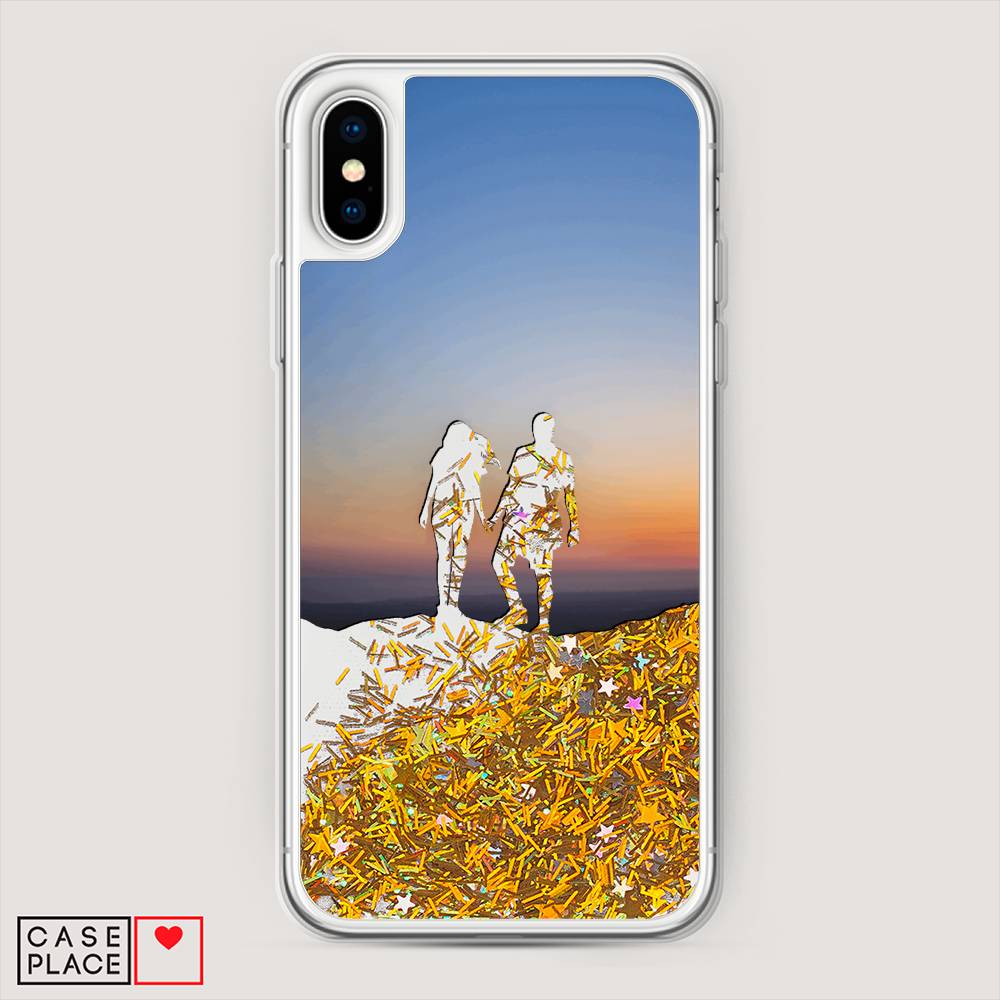 

Жидкий чехол с блестками "Пара на краю света" на Apple iPhone XS Max (10S Max), 11990-1
