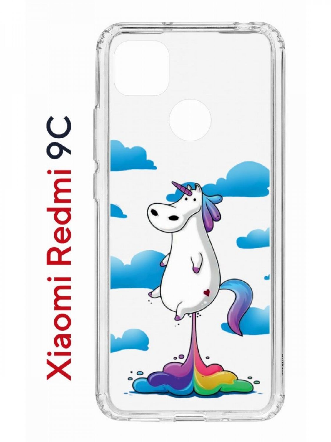 фото Чехол на redmi 9c kruche print flying unicorn,противоударный бампер с защитой камеры кruче