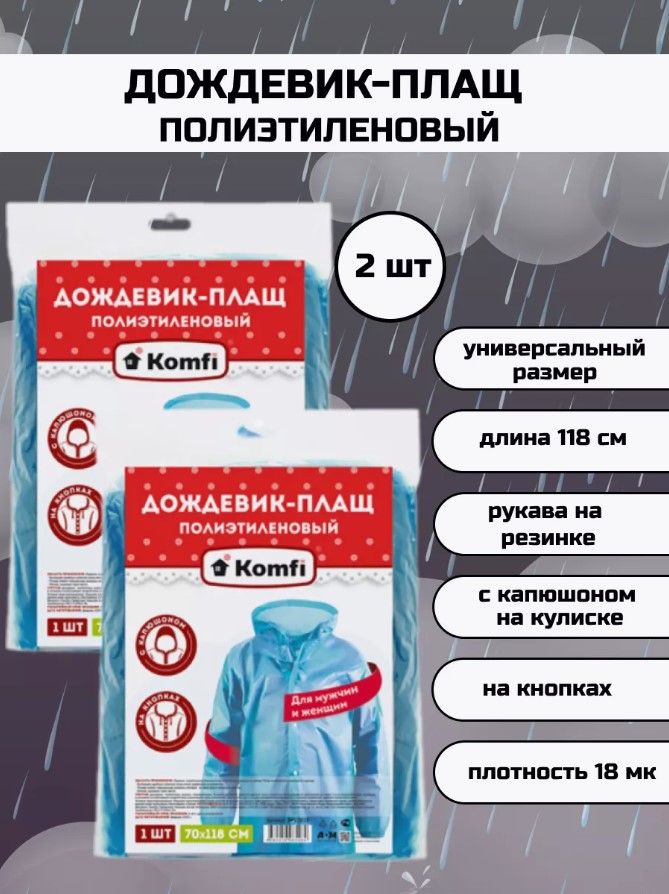 Комплект дождевиков унисекс Komfi О0000159831 голубой