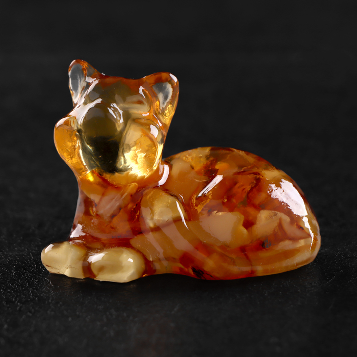 

Сувенир Кот с бантиком, лежит, янтарь, 10656063, Оранжевый