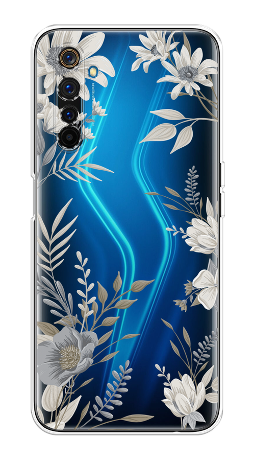 

Чехол на Realme 6 Pro "Цветы сепия", Серый;прозрачный;зеленый;белый, 252850-1
