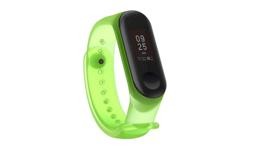 

Ремешок для Mi Band 3/4 transparent silicone loop зеленый