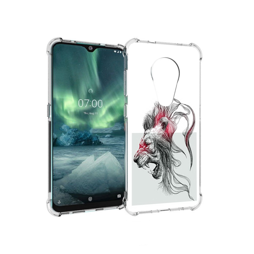 

Чехол MyPads Tocco для Nokia 7.2 разъяренный лев (PT139171.105.576), Прозрачный, Tocco