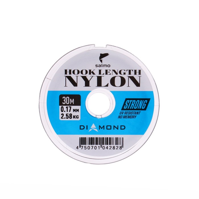 

Леска монофильная Salmo Diamond HOOK LENGTH NYLON, диаметр 0.17 мм, тест 2.58 кг, 30 м, Прозрачный, Diamond Hook Length