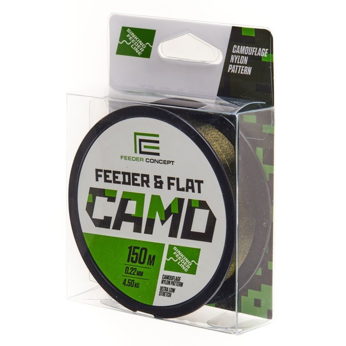 Леска монофильная Feeder Concept FEEDER&FLAT Camo, диаметр 0.22 мм, тест 4.5 кг, 150 м