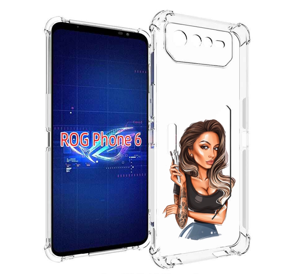 

Чехол MyPads Девушка-бровист для Asus ROG Phone 6, Прозрачный, Tocco