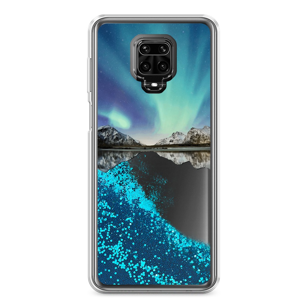 фото Жидкий чехол с блестками "горное озеро и сияние" на xiaomi redmi note 9s awog
