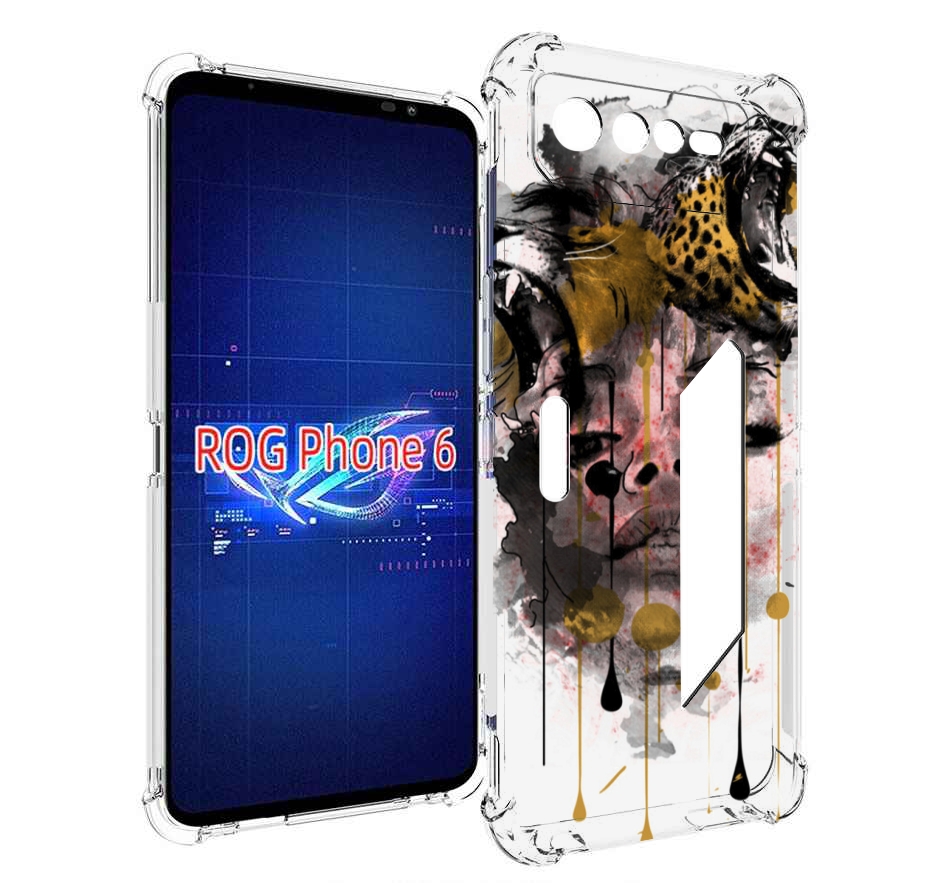 

Чехол MyPads Девушка гепард женский для Asus ROG Phone 6, Прозрачный, Tocco