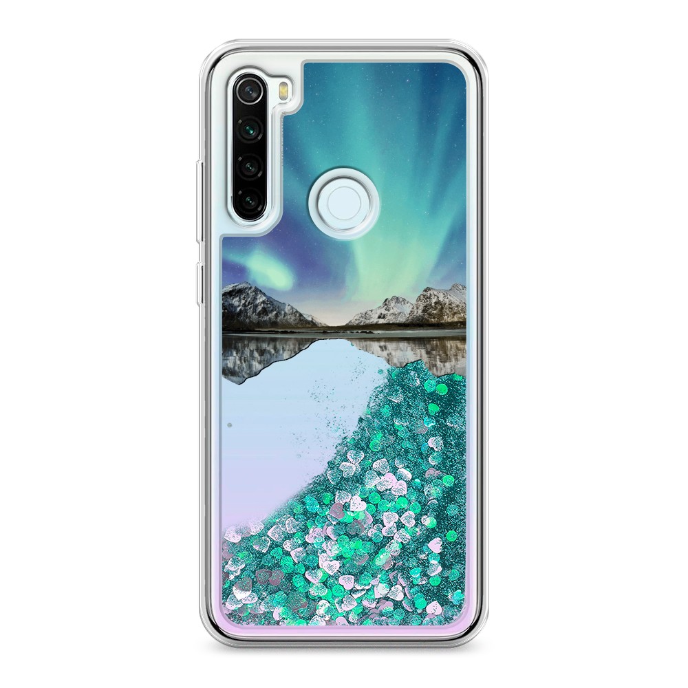 

Жидкий чехол с блестками "Горное озеро и сияние" на Xiaomi Redmi Note 8T