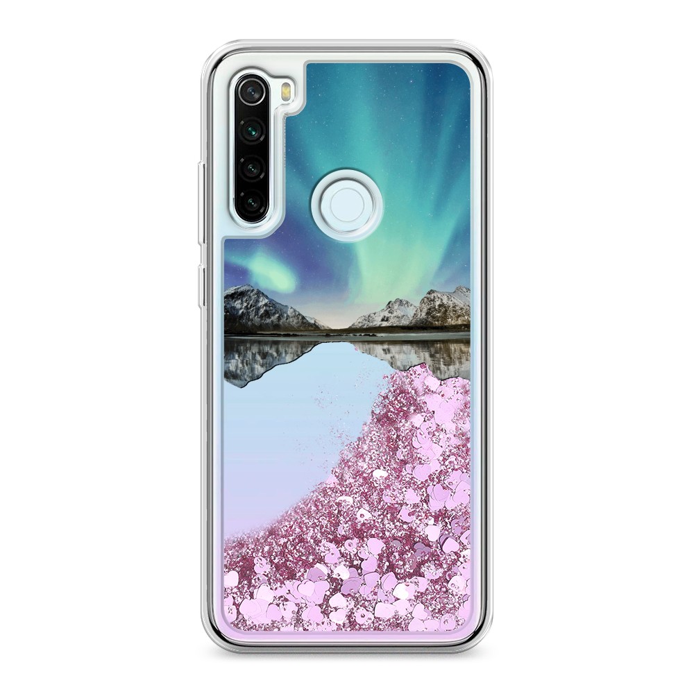 

Жидкий чехол с блестками "Горное озеро и сияние" на Xiaomi Redmi Note 8T