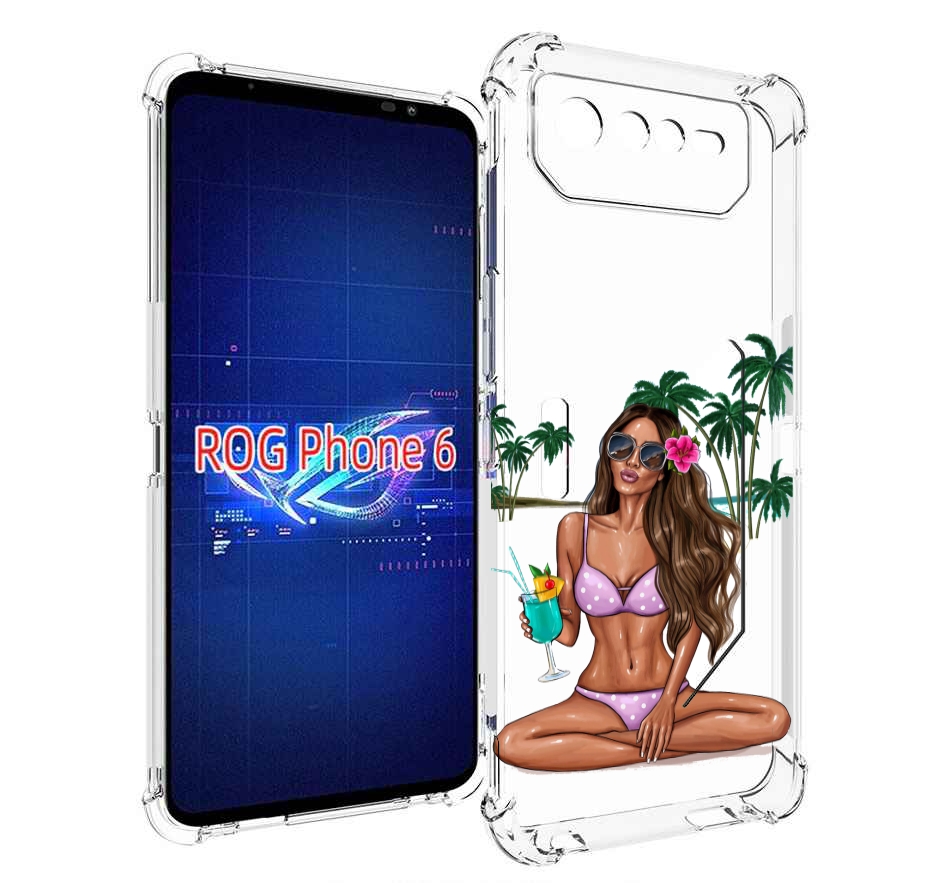 

Чехол MyPads Гавайская-девушка женский для Asus ROG Phone 6, Прозрачный, Tocco