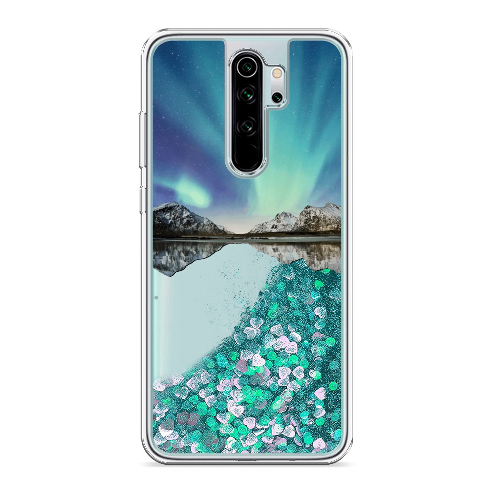 

Жидкий чехол с блестками "Горное озеро и сияние" на Xiaomi Redmi Note 8 Pro, 36695-1