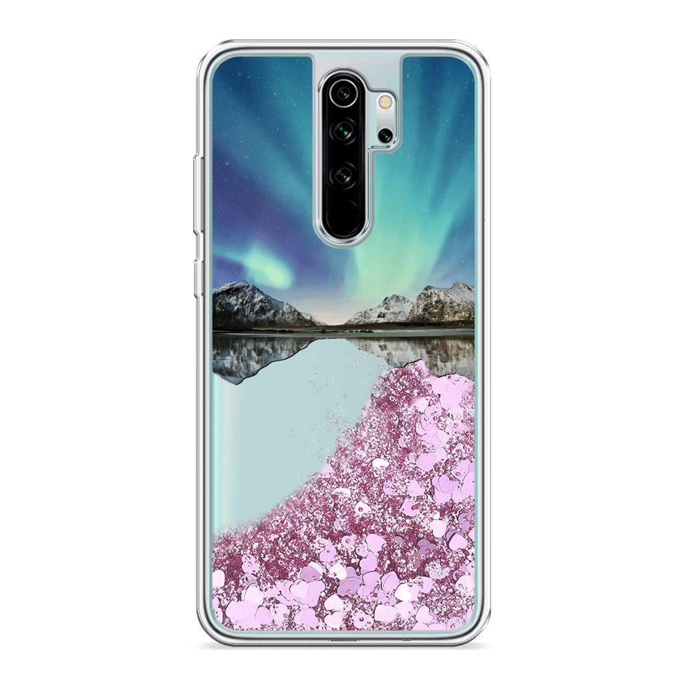 

Жидкий чехол с блестками "Горное озеро и сияние" на Xiaomi Redmi Note 8 Pro