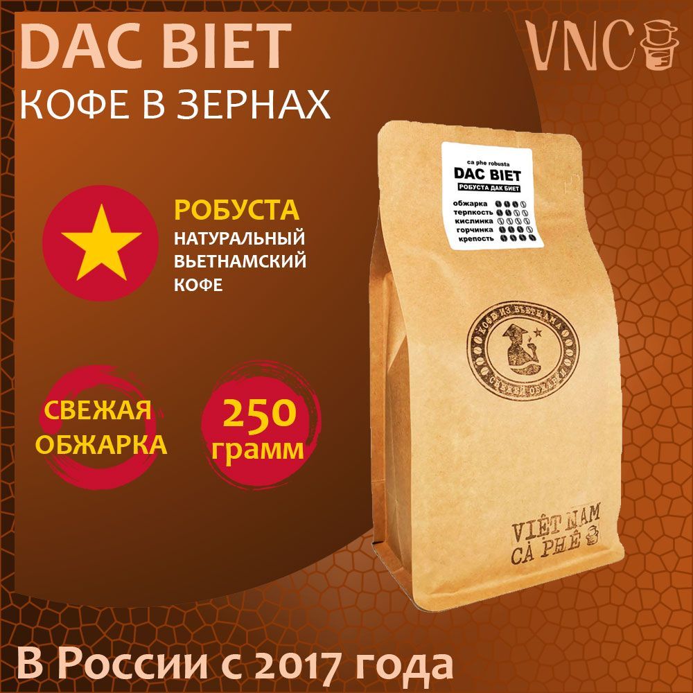 Кофе в зернах вьетнамский VNC Dac Biet, 250 г