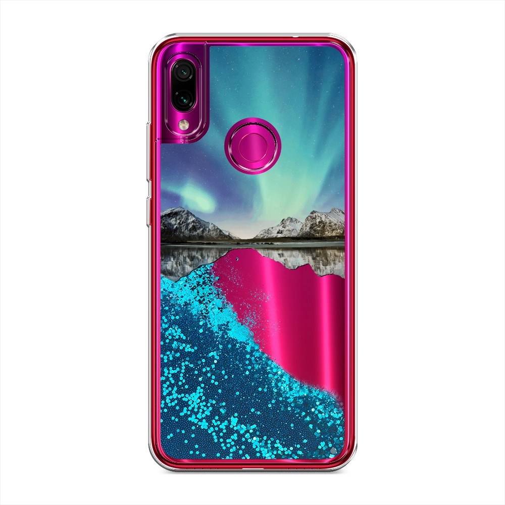 

Жидкий чехол с блестками "Горное озеро и сияние" на Xiaomi Redmi Note 7