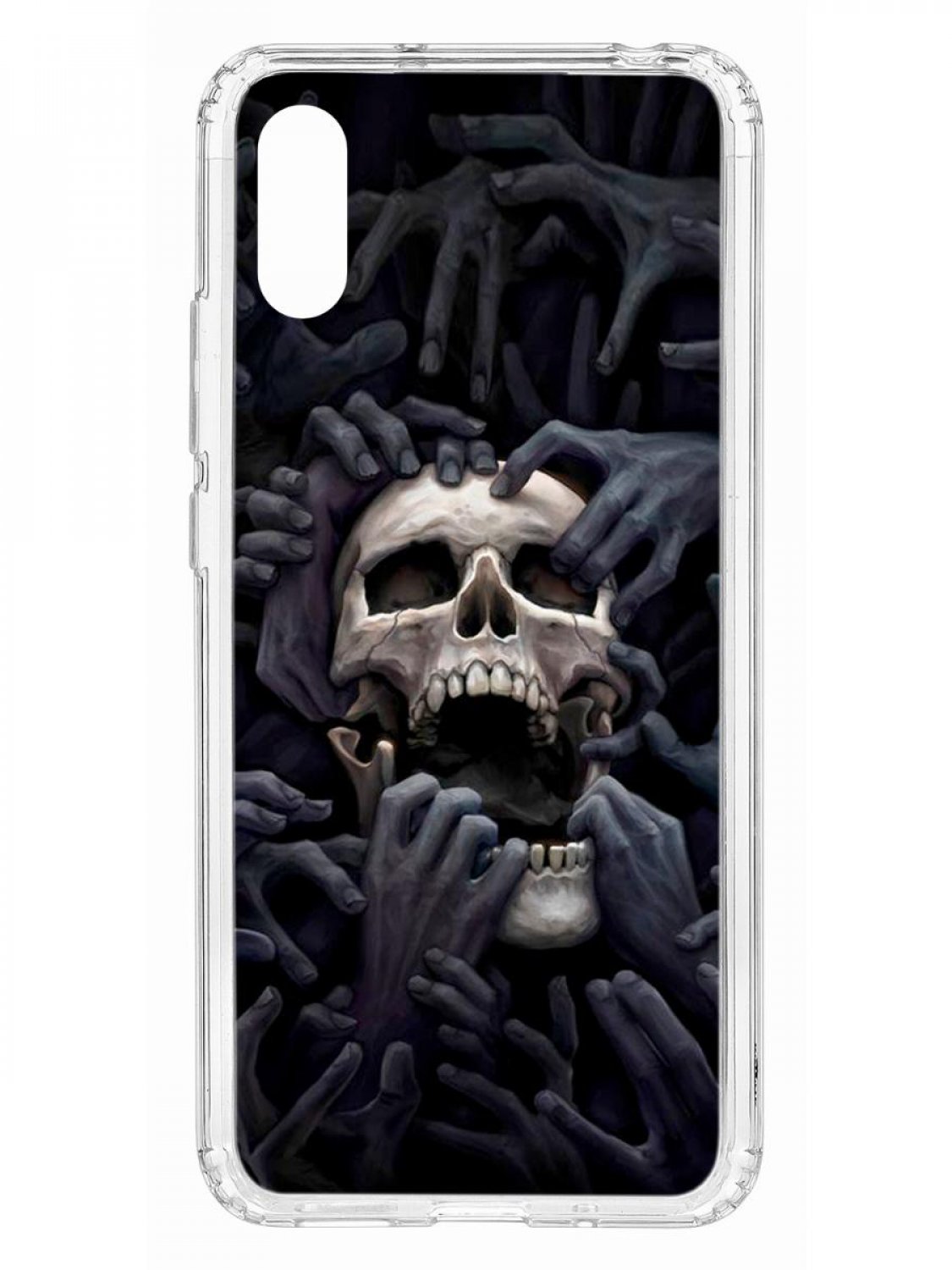 Чехол на Redmi 9A Kruche Print Skull Hands,противоударный бампер,с защитой камеры