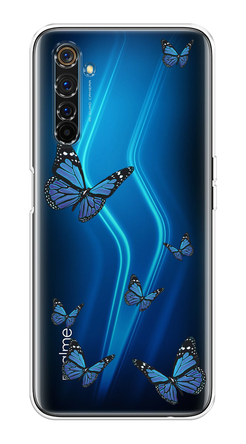 

Чехол на Realme 6 Pro "Blue butterflies", Синий;черный, 252850-1