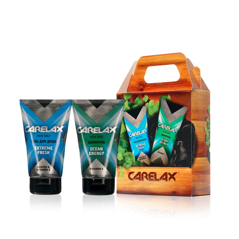 Набор Carelax: гель для душа Extreme Fresh, шампунь Ocean Energy, мочалка-шар Aqua Joy набор клей extreme look pro volume 5 мл и 50 патчей