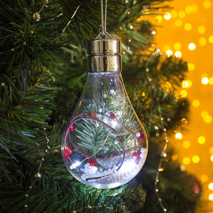 

Luazon Lighting лампочка "Ветка елочки" 5 LED, от батареек 2032 белый, Красный