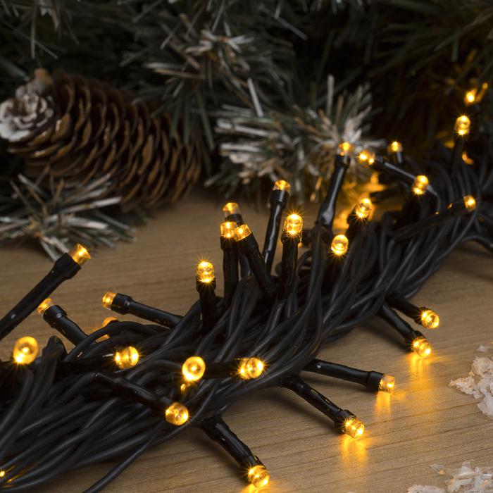 

Luazon Lighting Нить 20 м, LED-200-220V, 8 режимов, нить темная, свечение желтое