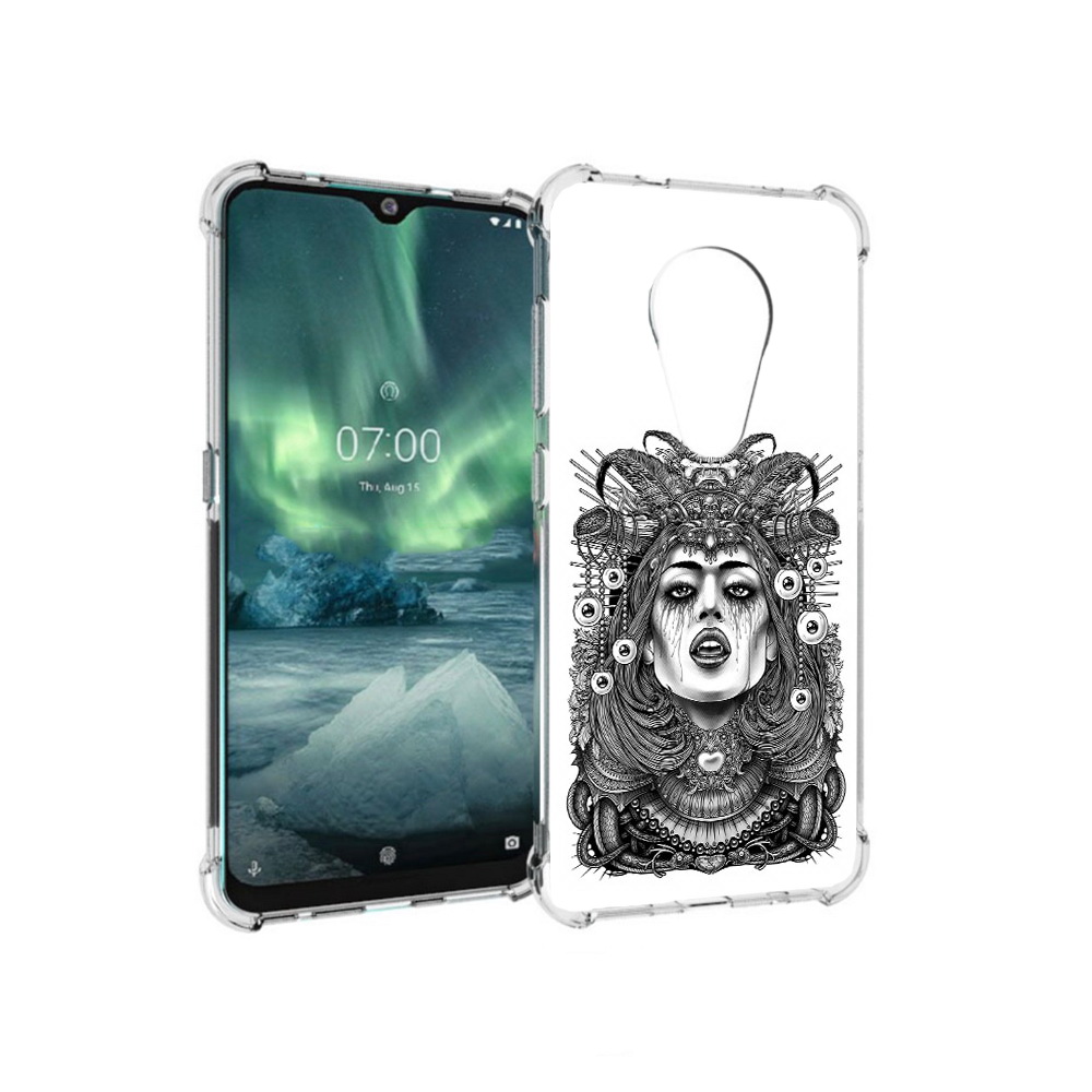 

Чехол MyPads Tocco для Nokia 7.2 портрет девушки черно белый (PT139171.105.551), Прозрачный, Tocco