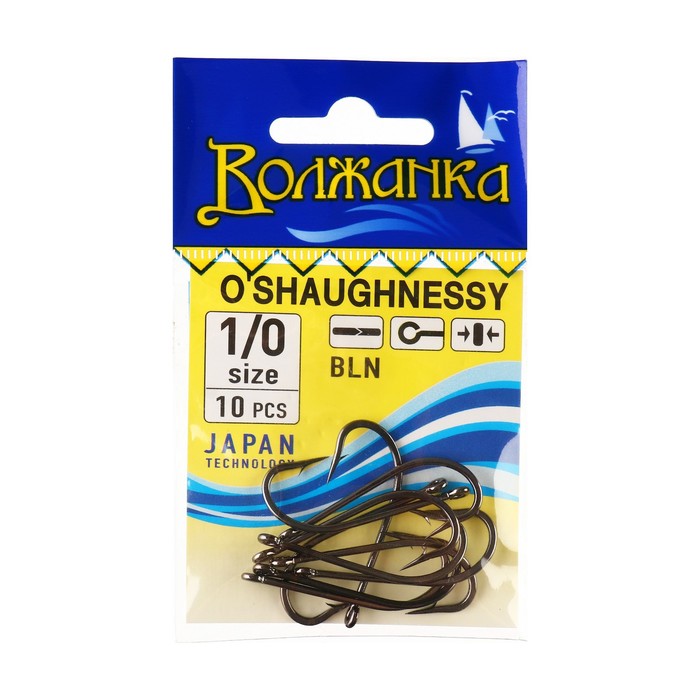 

Крючки Волжанка O`Shaughnessy № 1/0, 10 шт, Черный