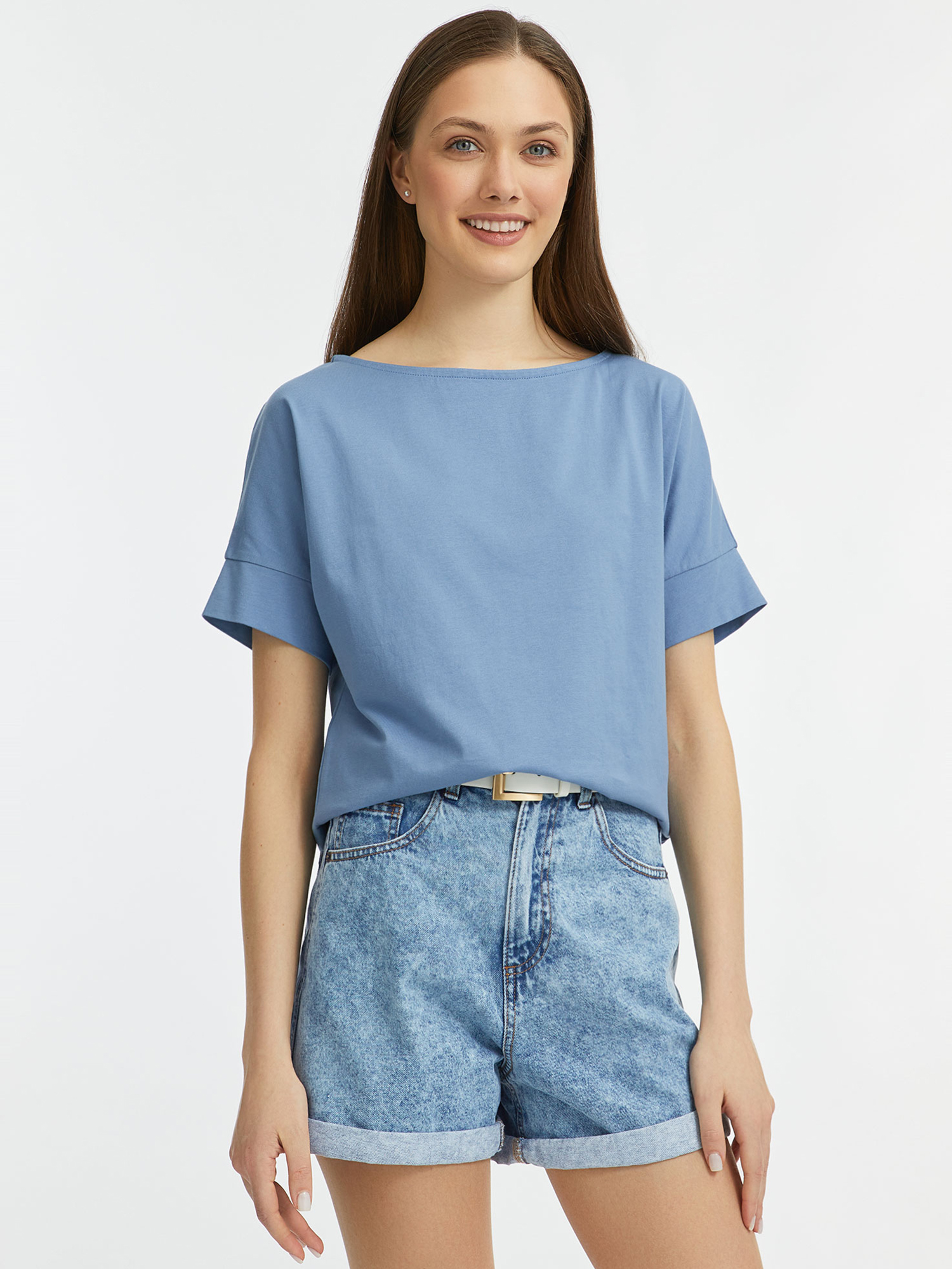 

Футболка женская oodji 14708028B синяя 2XL, Синий, 14708028B
