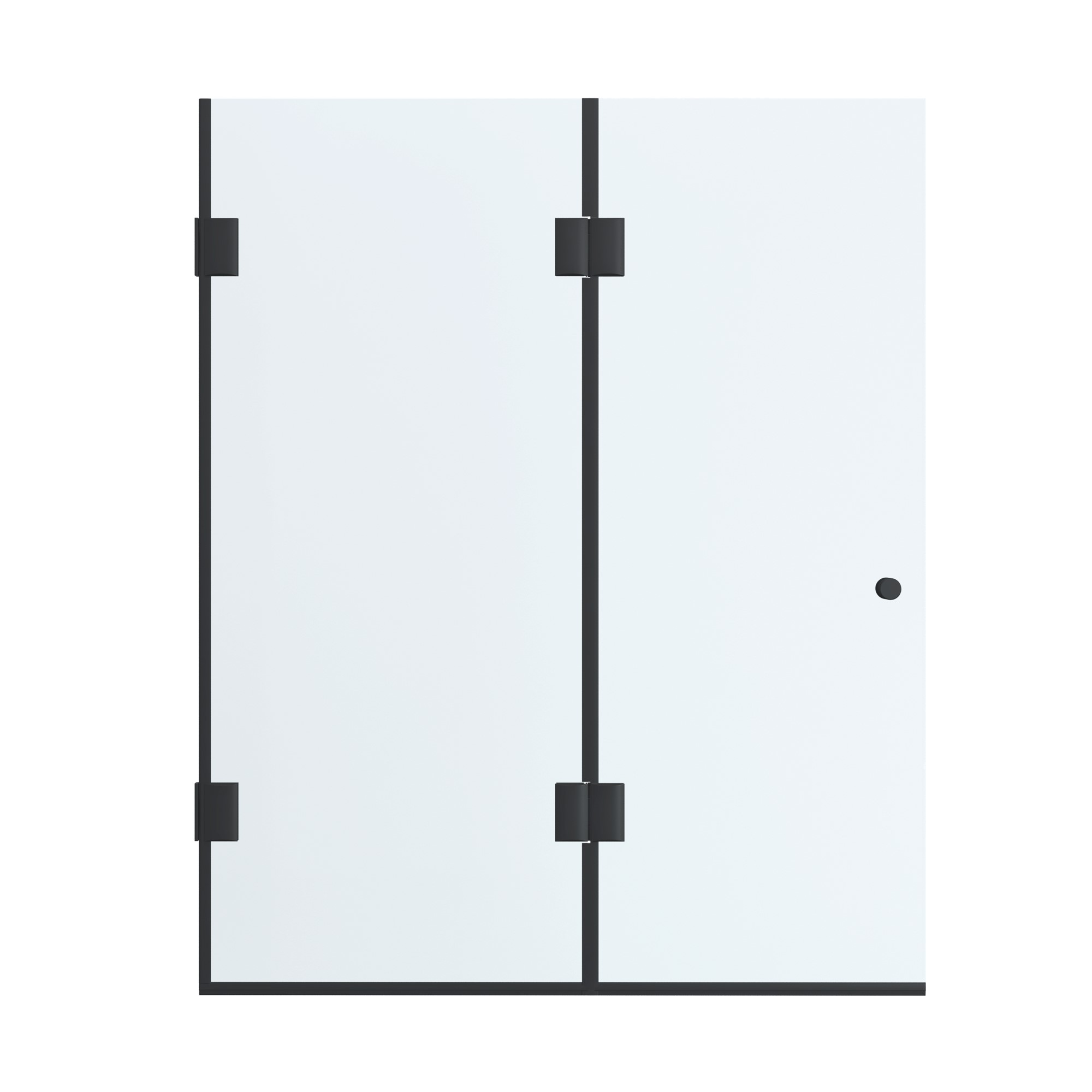 Шторка для ванной распашная MEBELVANN 1400x900, прозрачная стеклянная 8мм, черный профиль