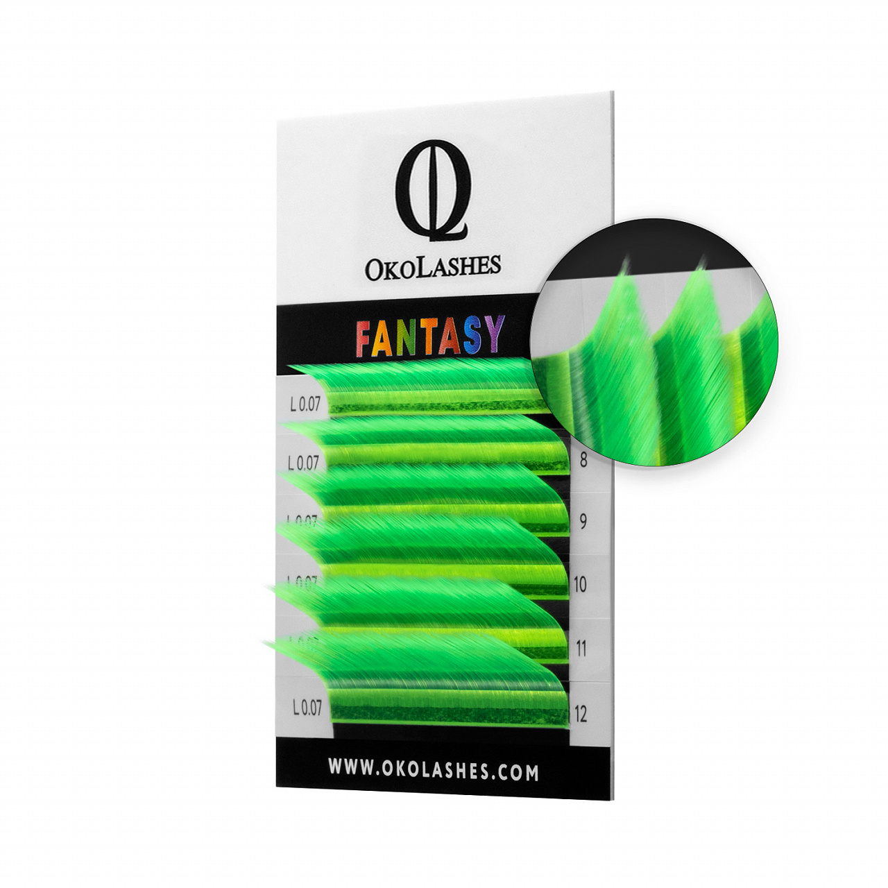 фото Ресницы oko lashes fantasy неон зеленый mix m 0.10 7-12 мм