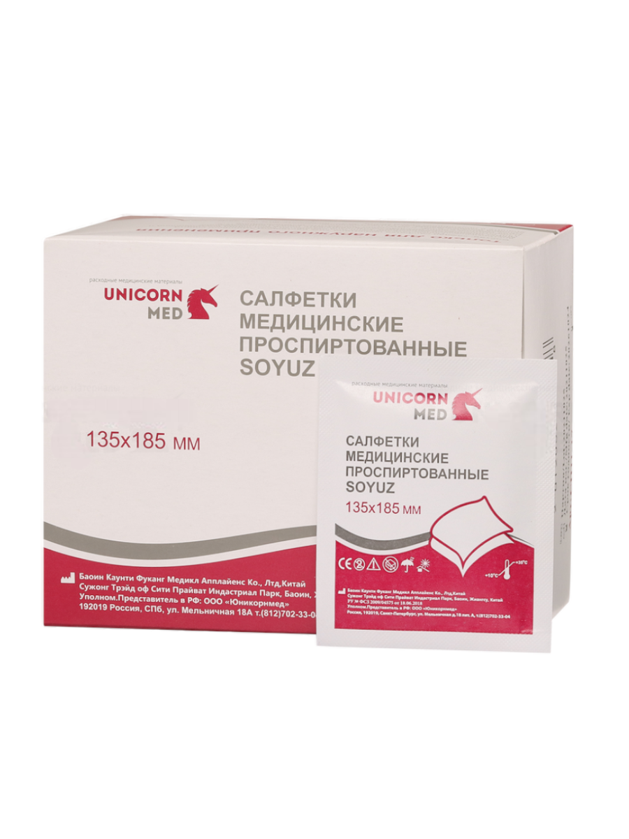 

Салфетки дезинфицирующие антибактериальные Unicornmed 135x185 мм 50 шт.