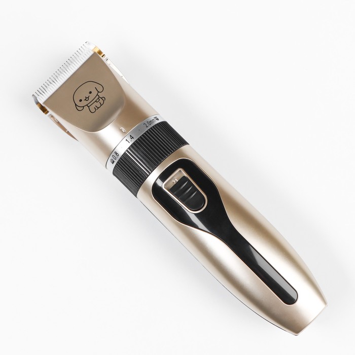 

Машинка для стрижки животных, 4 насадки, золотистый, металл, 21,5 х 13,5 х 6,5 см, Золотистый;черный