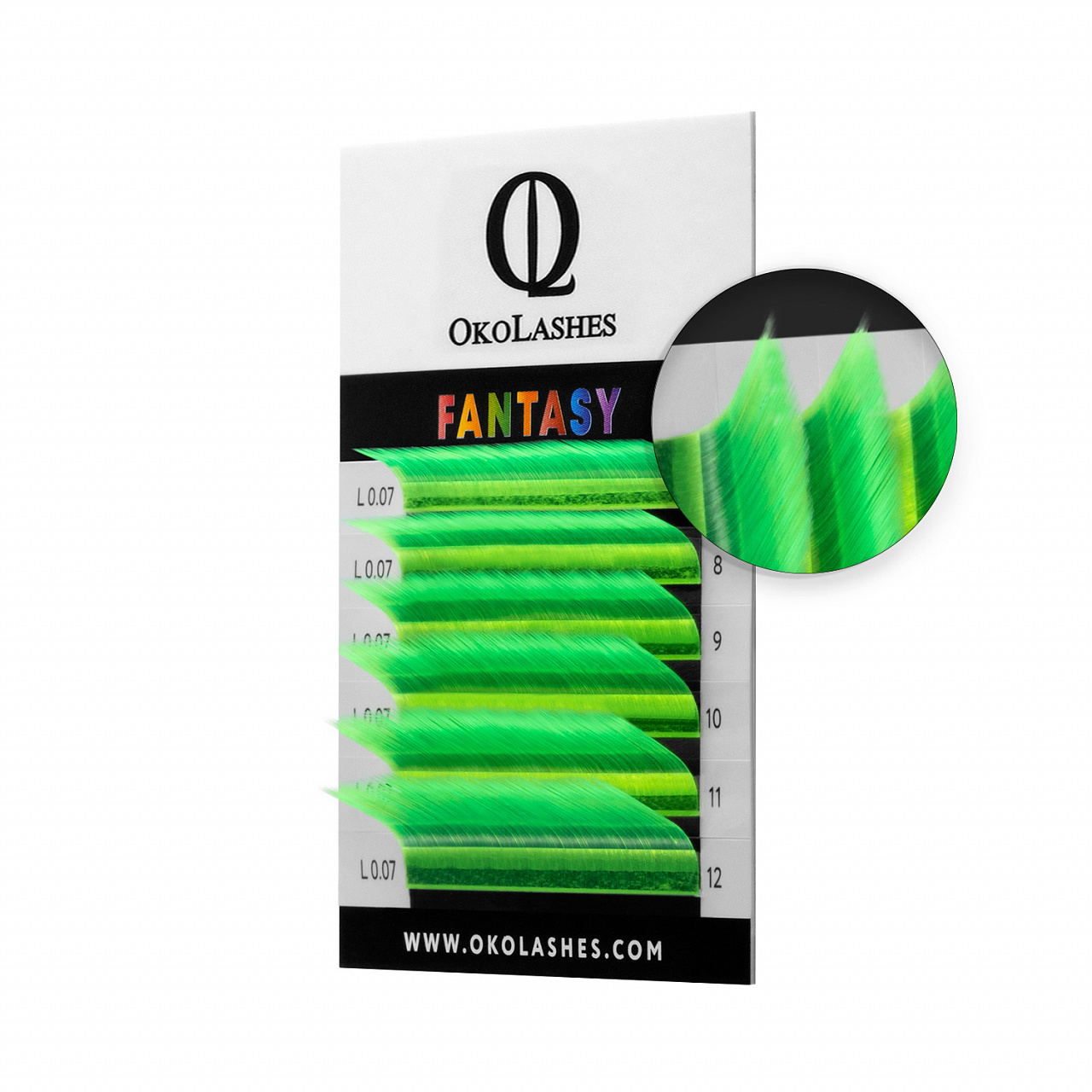 Ресницы Oko Lashes Fantasy Неон Зеленый mix C 0.07 7-12 мм ресницы oko lashes fantasy неон оранжевый mix m 0 10 7 12 мм