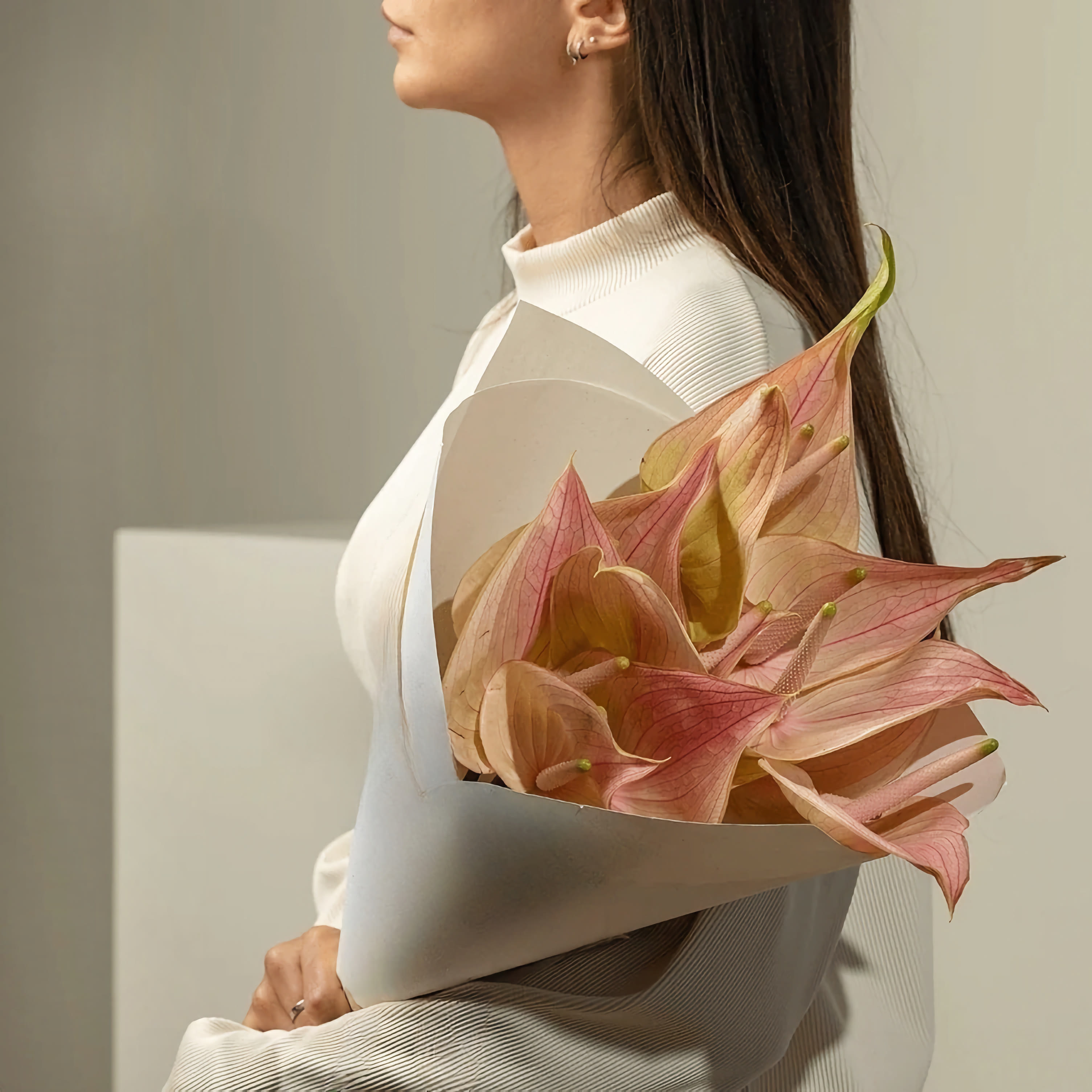 

Монобукет Bounce Flowers антуриум 50 см 5 шт. розовый