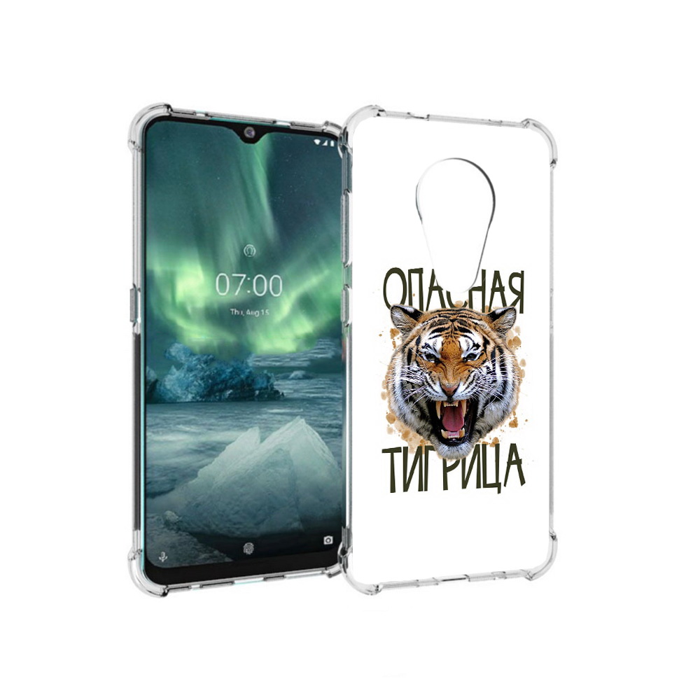 

Чехол MyPads Tocco для Nokia 7.2 опасная тигрица (PT139171.105.527), Прозрачный, Tocco